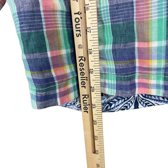 Tommy Bahama Linen Shorts Mens 35 Reversible Plaid & Paisley Floral Multicolor - Picture 9 of 14